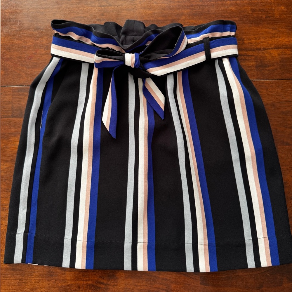Express Black and Blue Striped Pencil Skirt